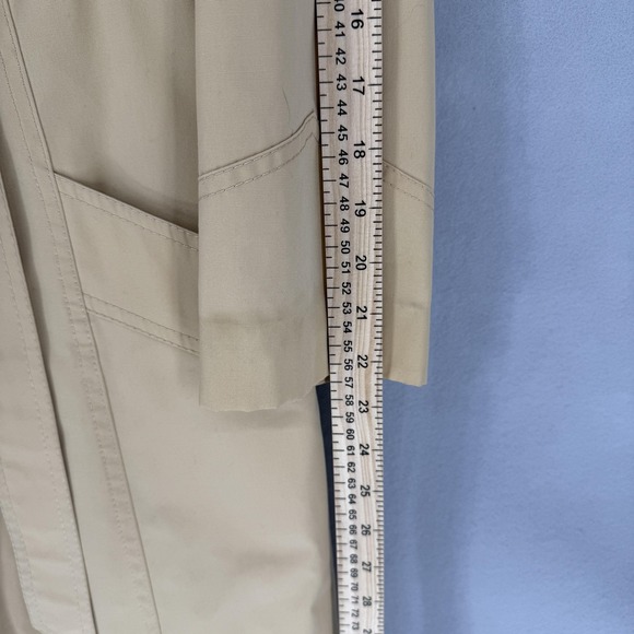 VTG Hooded Trench Coat Women Small Beige Tan Water Repellent Rain Jacket Pockets - Picture 3 of 8
